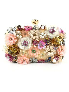 Women's Flower Clutch Evening Handbag Chain Strap Shoulder Bag